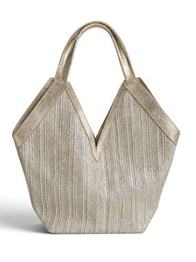 Shiraleah Metallic Gold Woven Tote Bag O/S